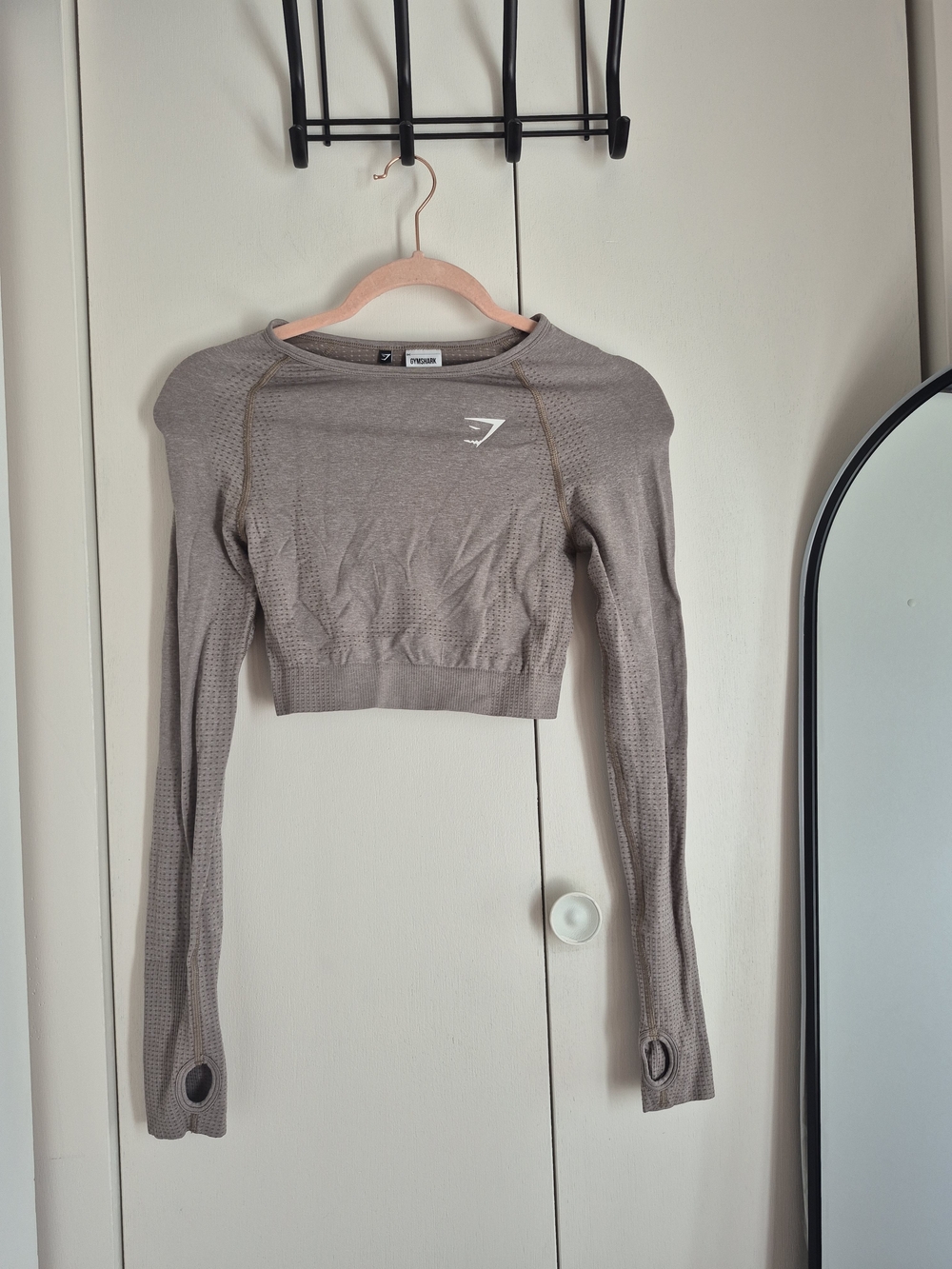 Gymshark Taupe Long-Sleeve Seamless Crop Top
